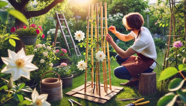 クレマチスやバラの支柱自作方法