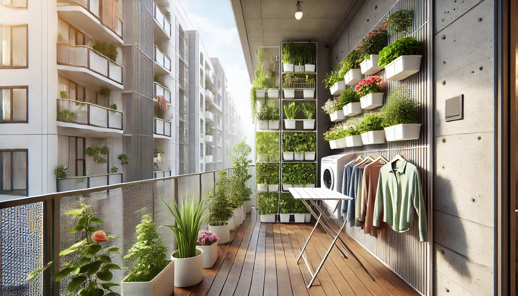 狭いベランダのガーデニングと洗濯物の工夫アイデア