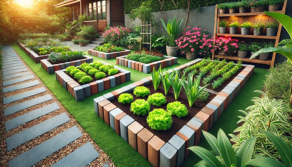 庭畑の仕切りをブロックでおしゃれに区切る方法