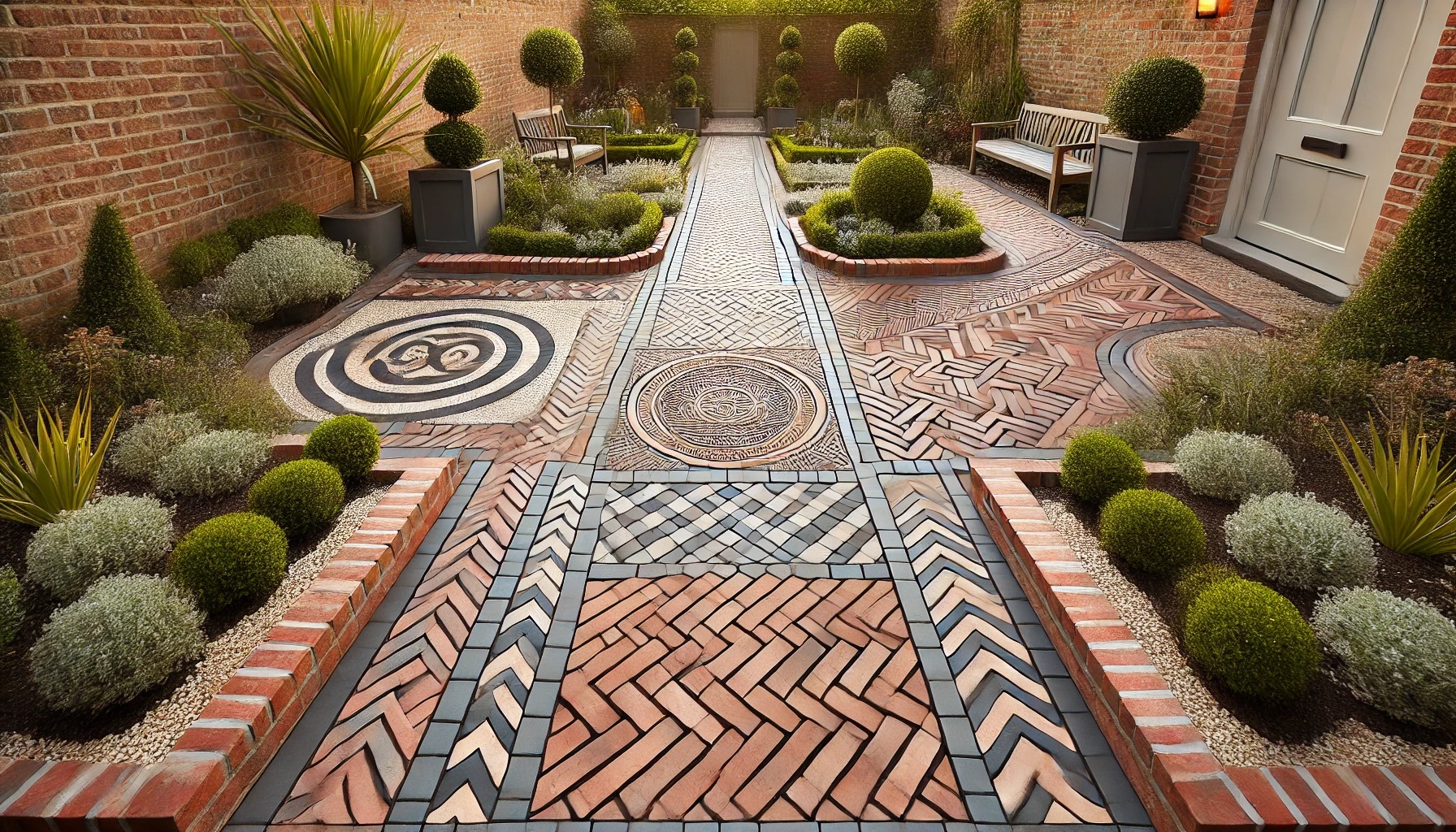 レンガ花壇で作る立体的な庭空間