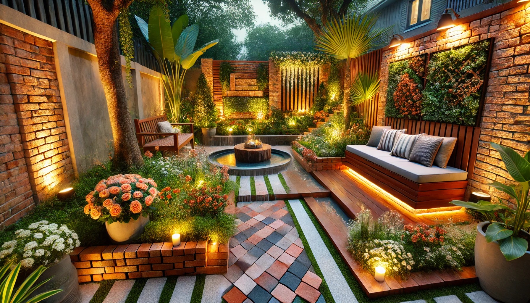 おしゃれなレンガの敷き方の工夫